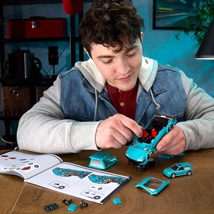 Mattel Brick Shop Hot Wheels Speed Serie Bauset, Custom ’90 Honda Civic EF im Maßstab 1:32, 248 Teile, realistische Details, individuelle Aufkleber, für Erwachsene und Kinder ab 10 Jahren, JHF62 – Bild 2