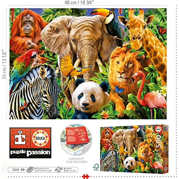 Educa Puzzle 500 Teile Wildtiere, Tierpuzzle für Erwachsene und Kinder ab 11 Jahren, FSC-zertifiziert, gelegte Größe 48 x 34 cm – Bild 3