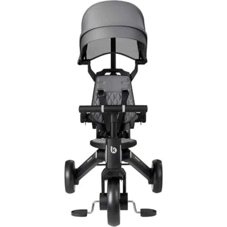 Kikkaboo Tricycle Trix 3 in 1, Dreirad mit Schiebegriff, faltbarem Sonnendach und 360 Grad drehbarem Sitz, grau – Bild 4