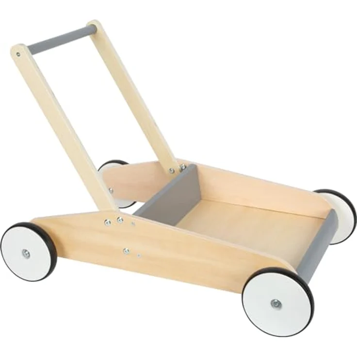 Small Foot Lauflernwagen Schiefergrau, robuster Schiebewagen aus Holz mit großer Ladefläche, ab 12 Monaten, 12550 – Bild 1