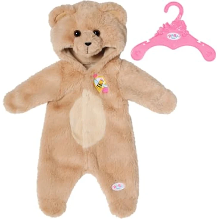 BABY born Bärenanzug, Strampelanzug mit Kapuze und Ohren in Teddy-Optik für 43 cm Puppen, 836088 Zapf Creation – Bild 1