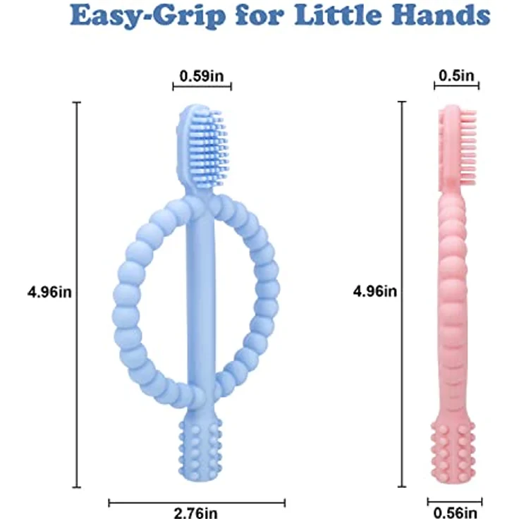 CLDY Baby Beißspielzeug 2er Set, Silikon Beißring Zahnungshilfe für wunden Zahnfleisch, BPA-frei, ab 3 Monaten – Bild 5