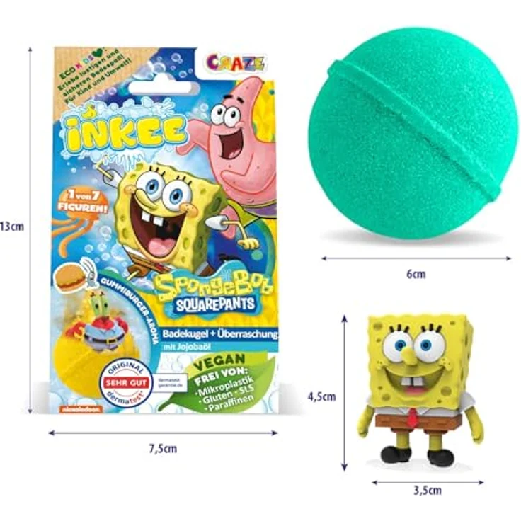Craze INKEE SpongeBob Badebombe für Kinder, sanfte Hautpflege und zarter Schaum, 1 St. – Bild 2