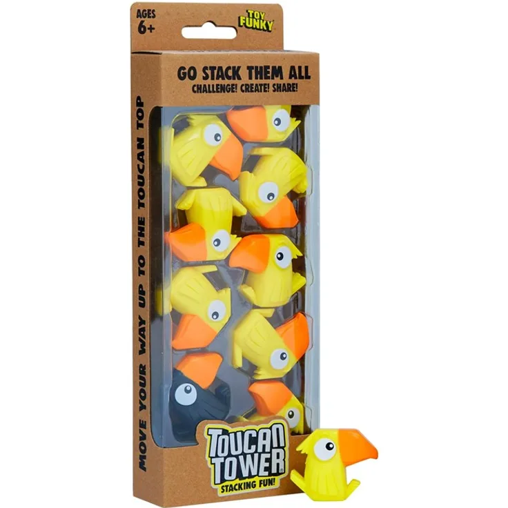 Toucan Toucan Tower Yellow, Brettspiel für 1-2 Spieler, stapelbare Tukane, für Kinder ab 6 Jahren