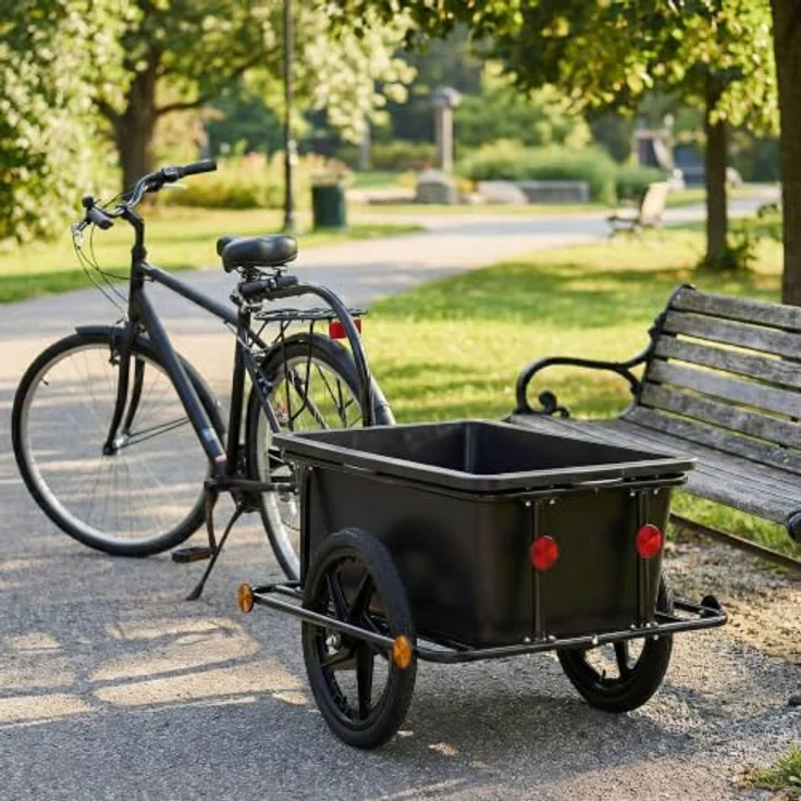 CLP Fahrradanhänger Haarlem, 2-in-1 Transportlösung mit Kupplung und wetterfester Plane bis 80 kg für 26-28 Zoll Fahrräder, schwarz – Bild 3