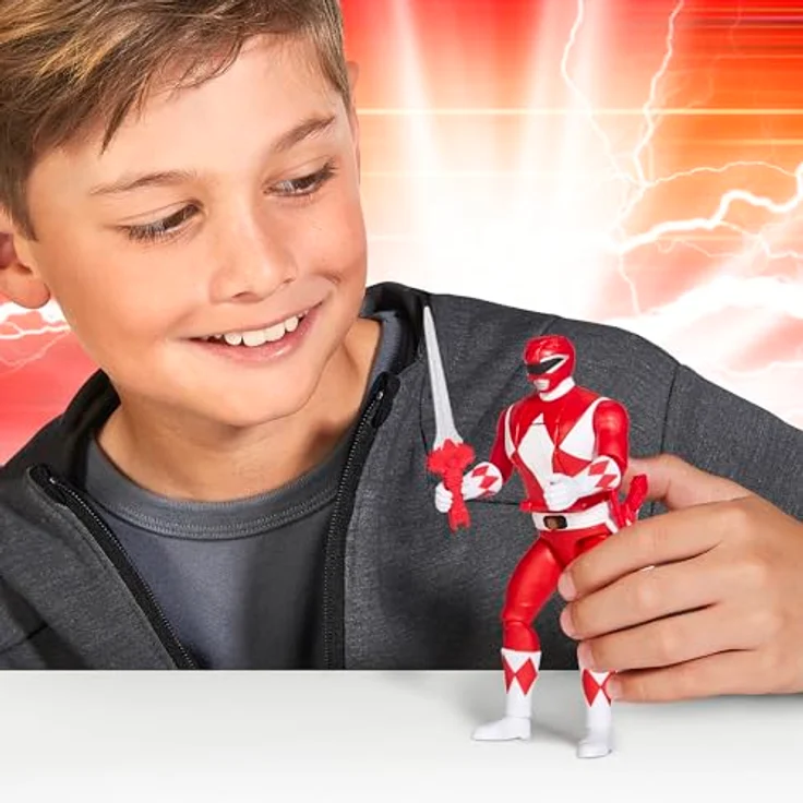 Playmates Mighty Morphin Power Rangers RED Ranger Auto-Morphin Action Figure mit Power-Schwert und Blade-Blaster, verstellbar, rote Figur – Bild 2