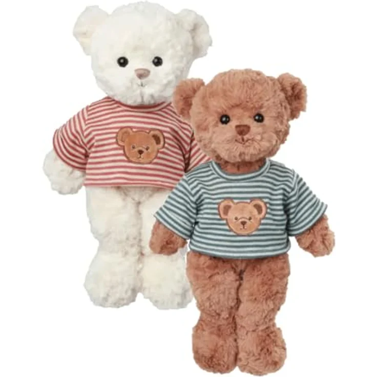 Bukowski Teddybär Joly, Plüschteddybär 35 cm in braun/blau mit T-Shirt, handwaschbar bis 30°C – Bild 2