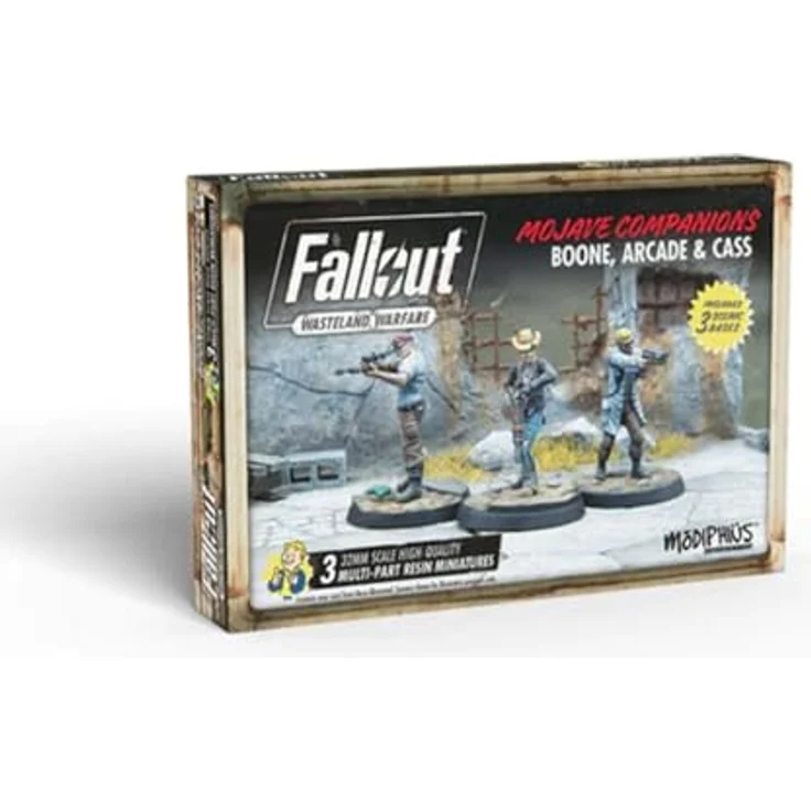 Modiphius Fallout: Wasteland Warfare - Boone, Arcade und Cass, Sammelfiguren-Set mit individuellen Charakterdetails – Bild 1