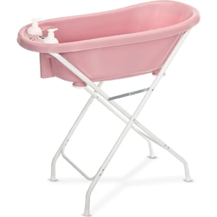 Lorelli Babybadewannen-Set Babybadewanne 88 cm Badesitz Badewannenständer Ablauf, pink – Bild 4