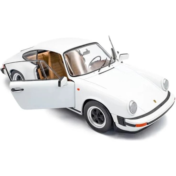 Solido Porsche 911 (930) 3.0 SC, Diecast Modellauto im Maßstab 1:18, Weiß mit schwarzen Stoßfängern und braunem Interieur – Bild 5