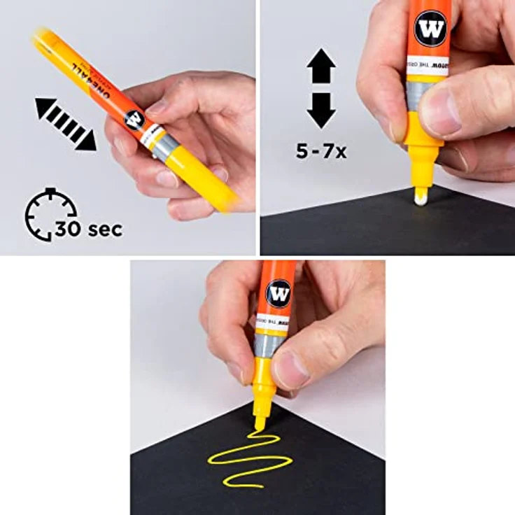 Molotow One4All 127HS Acryl Marker Neon Set (2,0 mm Strichstärke, hochdeckend und permanent, schnell trocknend, nachfüllbar) 6 Stück sortiert, Neonfarben – Bild 4