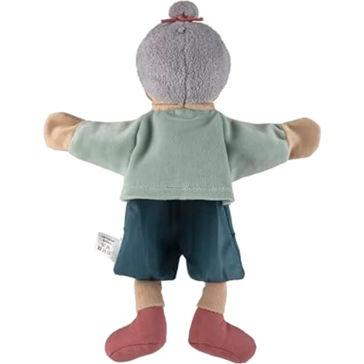 Sterntaler Handpuppe Oma, weiches Spielzeug für Kasperle Theater, mit gestickter Perlenkette und sportlichem Crossbag, für Mädchen und Jungen – Bild 2