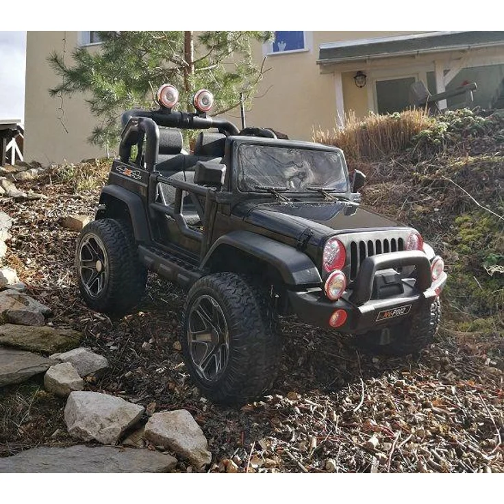 Business Navigator Kinder Elektro Jeep 4x4, Doppelsitzer in schwarz, 12V mit Fernbedienung und MP3-Funktion