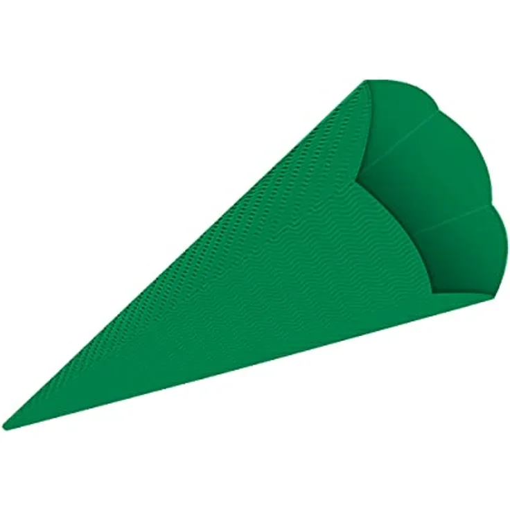 itenga Schultüten Rohling aus Bastelwellpappe, 68 cm, 6-eckig, 3D Wellpappe, grün