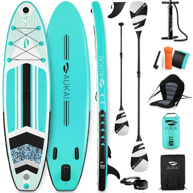Aukai SUP-Board PRO 320cm, 2in1 Aufblasbares Stand up Paddle Set mit Kajak-Sitz, 5 Jahre Garantie