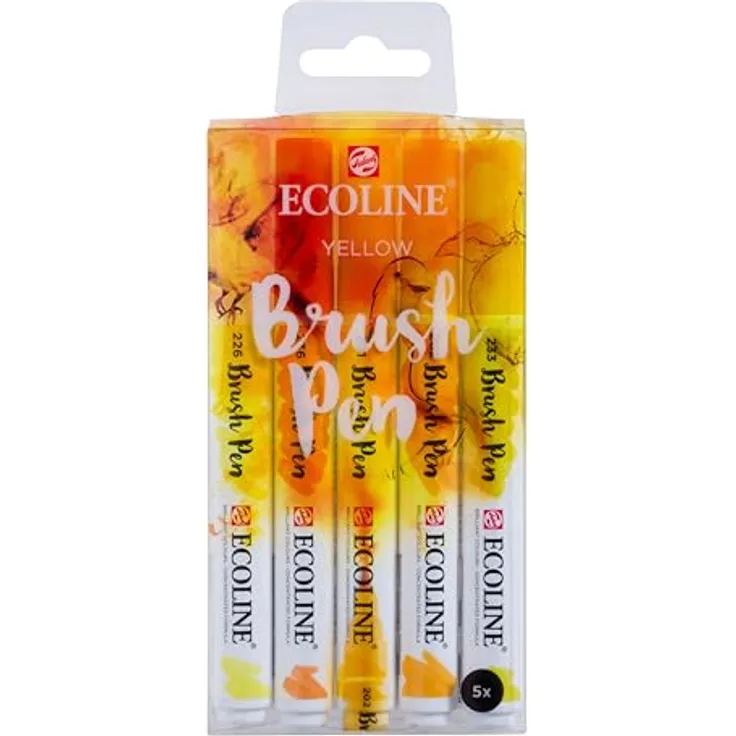 Ecoline Talens 5 brush pens Yellow