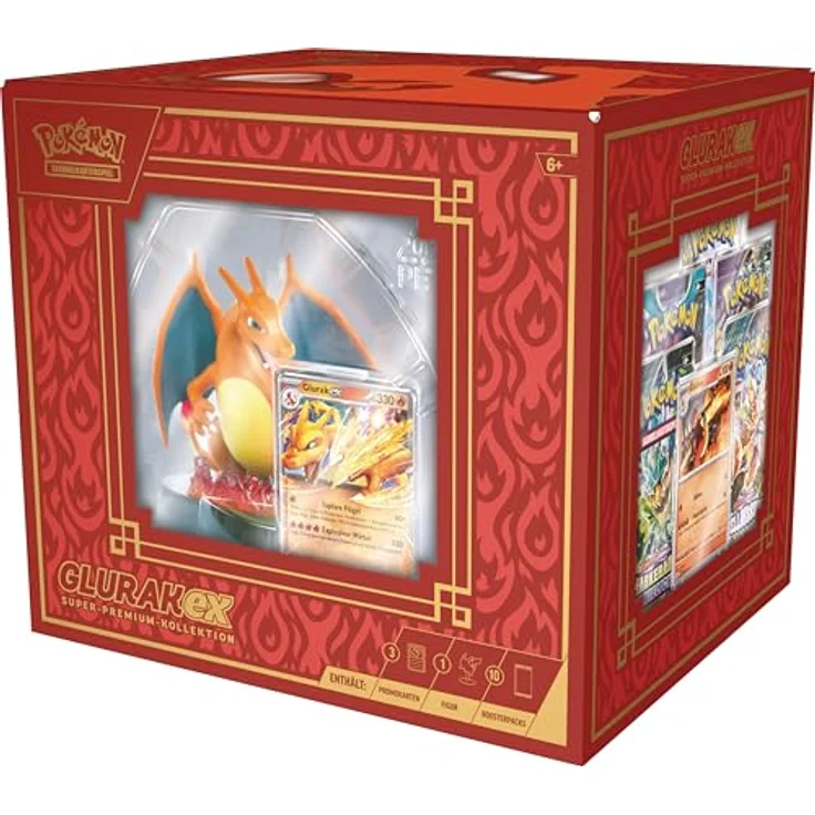 Pokémon Super-Premium-Kollektion Glurak-ex: 3 holografische Promokarten, Feuereffekte & 10 Boosterpacks - Preisvergleich – Bild 3
