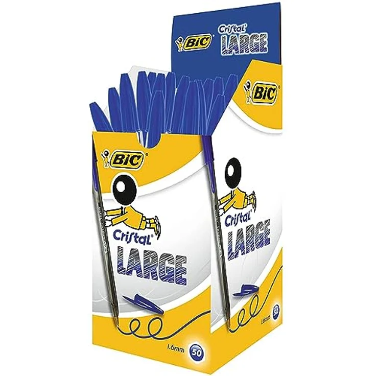 Bic Cristal Large, Kugelschreiber mit breiter Spitze 1,6 mm und blauer Tinte, 50er Pack – Bild 1