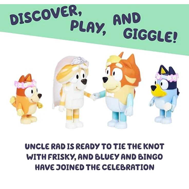 Sonstige Verlage TMT BLUey Uncle's Hochzeit 4er-Pack, Sammelfiguren mit Bluey und Bingo als Blumenmädchen, ab 3 Jahren – Bild 3