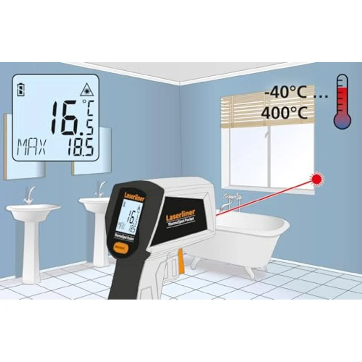 LASERLINER ThermoSpot Pocket, Infrarot-Thermometer mit Ziellaser und automatischer Speicherung, recyceltes Gehäuse – Bild 4