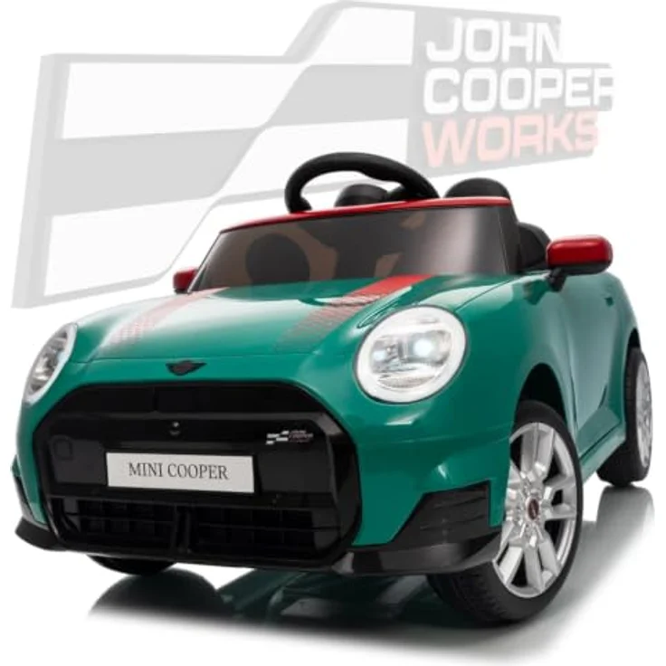 Vrooomy MINI Cooper JCW Kinder Elektroauto 12V, mit Fernbedienung, MP3-Player, Grün, für 1 bis 5 Jahre – Bild 8