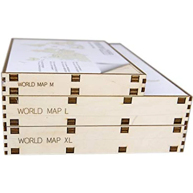 WOODEN.CITY Weltkarte Holz "L" 120 x 80 cm Holz Puzzle: Taille XL, 3D Puzzle mit gravierten Landesgrenzen – Bausatz aus Birkenholz – Bild 3