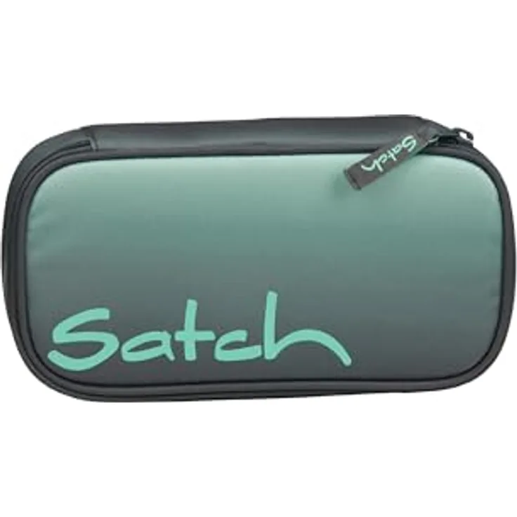 satch Schlamperbox extra groß inkl. Trennfach Reißverschlussfach Stiftehalter Geodreieck Sichtfenster für Stundenplan Gradient Mint - Anthrazit