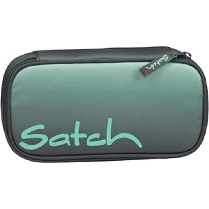 satch Schlamperbox extra groß inkl. Trennfach Reißverschlussfach Stiftehalter Geodreieck Sichtfenster für Stundenplan Gradient Mint - Anthrazit – Bild 1