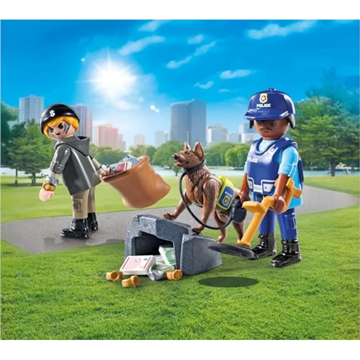 PLAYMOBIL 71731 Spurensuche mit Hund, Action Heroes Set mit Polizisten und Schäferhund – Bild 3