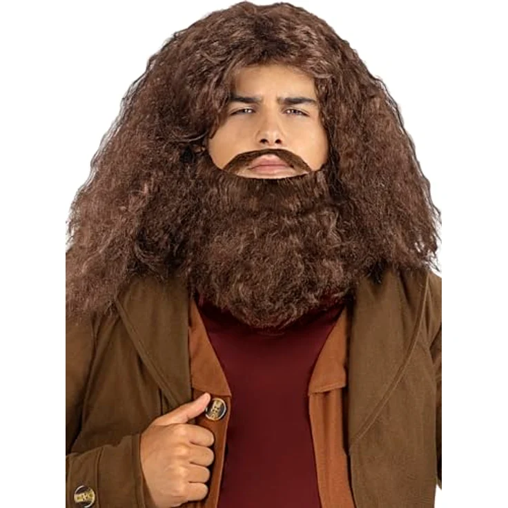 Funidelia | Hagrid Perücke mit Bart für Herren Zauberer, Harry Potter, Hogwarts - Braun, 100% synthetische Fasern - Zubehör für Erwachsene – Bild 1