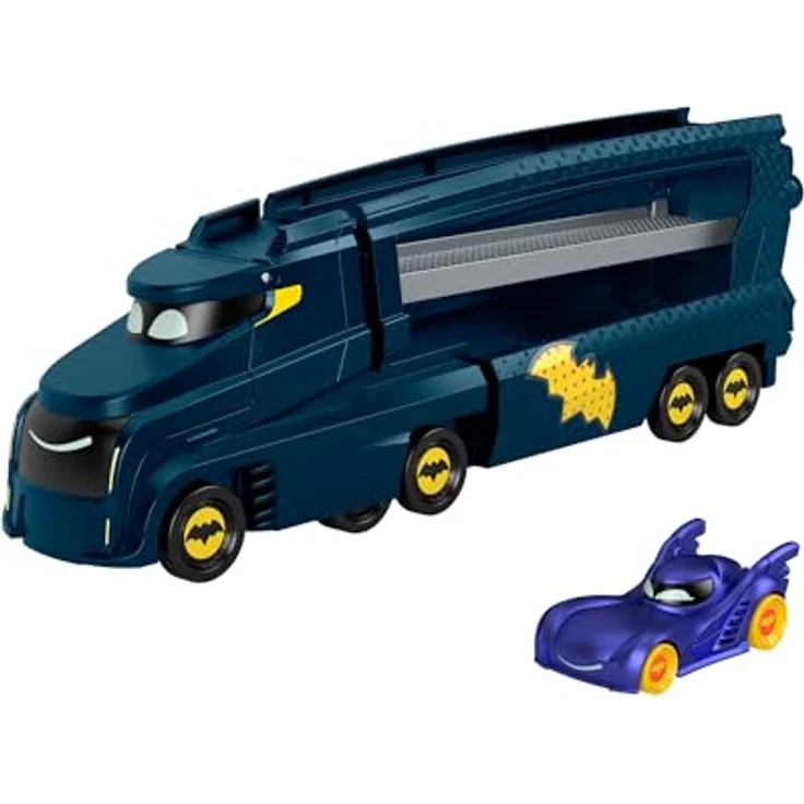 Hot Wheels Batwheels Spielzeug-Transporter mit Rampe und Die-Cast Batmobil, für 7 Fahrzeuge im Maßstab 1:55 – Bild 1