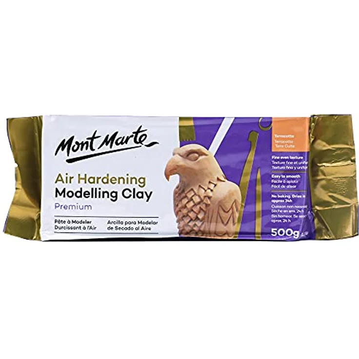 Mont Marte Lufthärtende Modelliermasse Terra 500g - Kein Brennen erforderlich, Trocknet in 24 Std. - Ideal zum Formen, Schleifen, Bohren & Bemalen – Bild 1