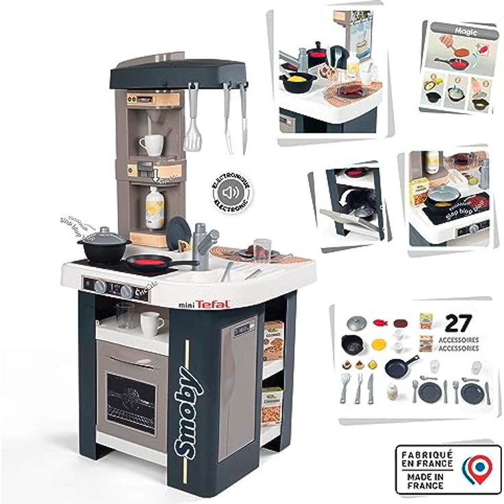 Smoby - Tefal Studio Küche – Spielküche für Kinder mit vielen Funktionen, Töpfen, Pfannen, Küchenbesteck, Herd, Ofen, für Kinder ab 3 Jahren – Bild 5