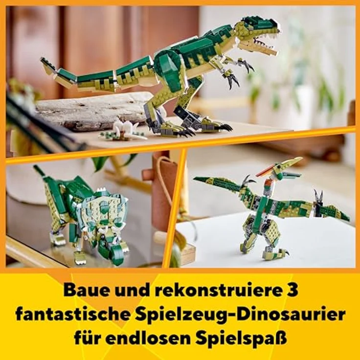 LEGO Creator T.Rex, 3-in-1-Dino zum Umbauen in einen Triceratops oder Pterodaktylus, bewegliches Dinosaurier Modell für Kinder, Geschenk für Jungen und Mädchen 31151 – Bild 3
