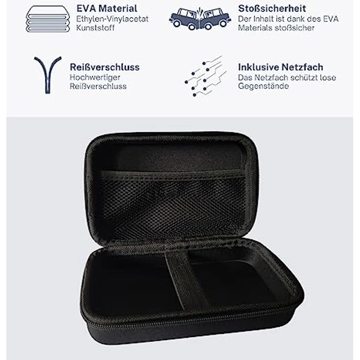 Provance Federmappe Schutztasche für Stifte Bürobedarf Außenabmessungen 180 x 100 x 60 mm Innenabmessungen 175 x 95 x 58 mm Stoßschutz Schwarz (L) – Bild 3