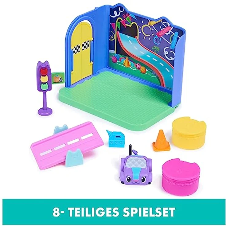 Gabby‘s Dollhouse Deluxe Raum, Purr-ific Play Room, Spielzimmer mit Carlita Spielzeugauto und 2 Möbelstücken sowie 2 Überraschungsboxen mit Zubehörteilen, geeignet für Kinder ab 3 Jahren – Bild 2
