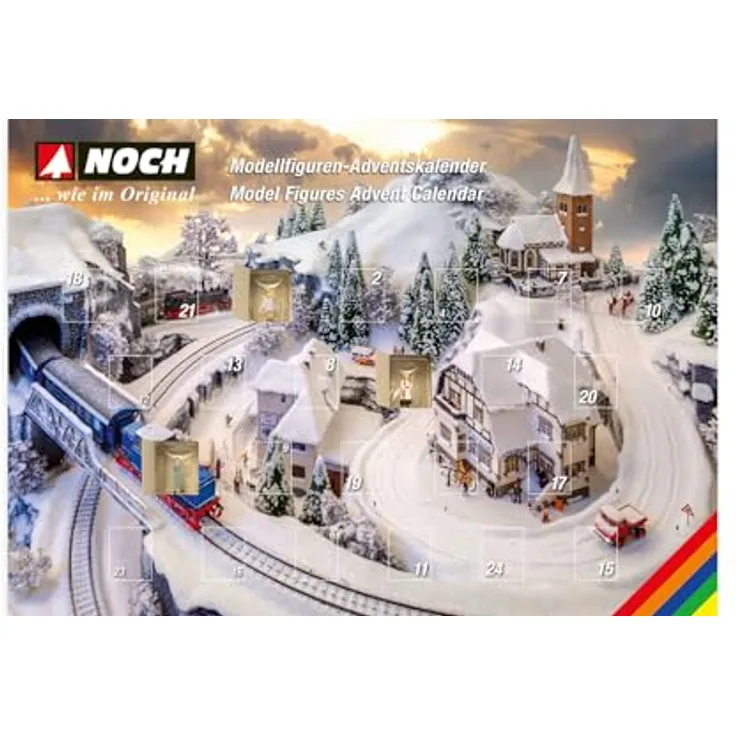 Noch Figuren-Adventskalender, 24 Figuren und Zubehör für Modellbahn in Spurweite N, handbemalt