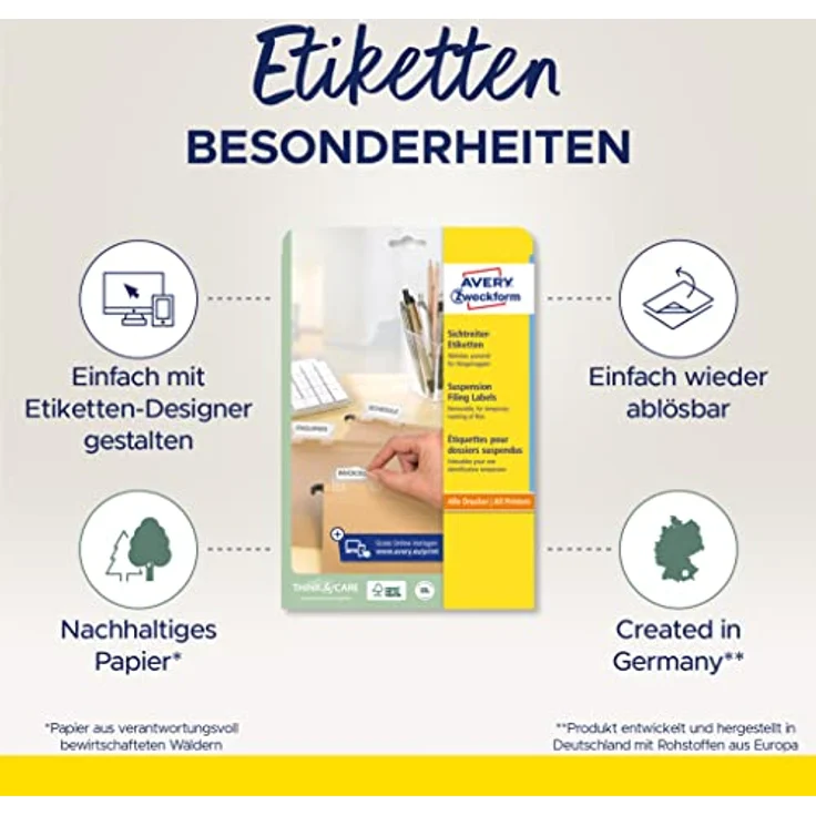 AVERY Zweckform L6021REV-25, 1.600 selbstklebende Etiketten, weiß, 45,7 x 16,9 mm, FSC®-zertifiziert – Bild 2