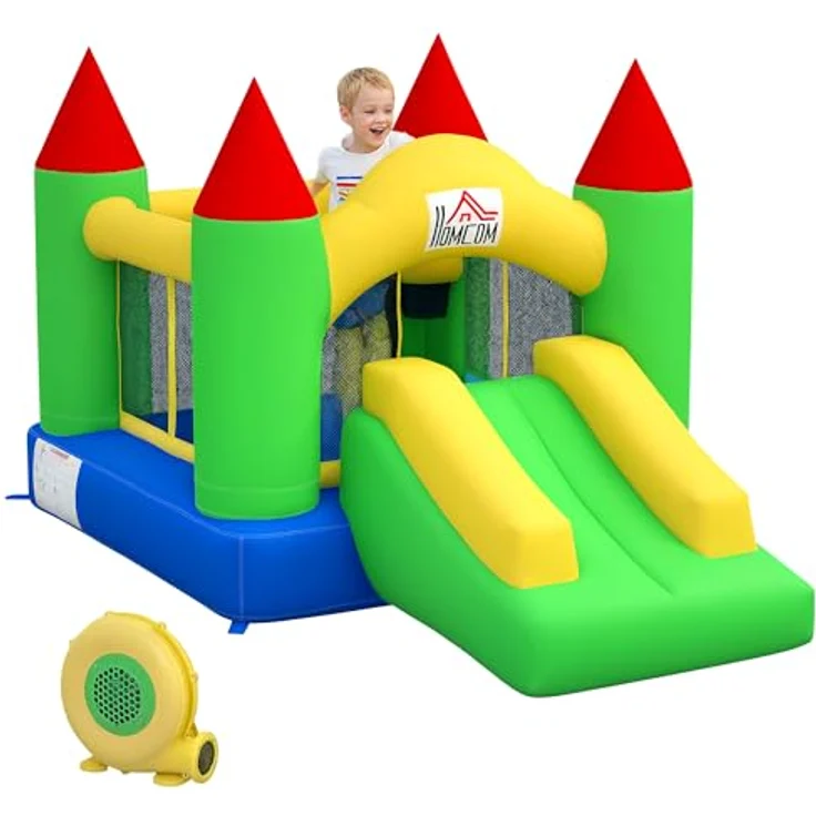HOMCOM Hüpfburg mit Gebläse, Rutsche, Trampolin, (Kinderhüpfburg, 1-tlg., Spielburg), für Kinder 3 bis 10 Jahre, Oxford, 300 x 180 x 160 cm, Mehrfarbig – Bild 2