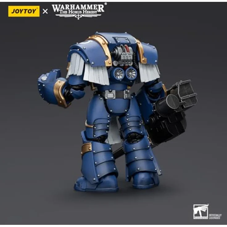 JOYTOY Warhammer The Horus Heresy Action Figure, 1/18 Uitramarines Cataphractii Terminator mit Reaper Autocannon, 14 cm, beweglich und mit Zubehör – Bild 5
