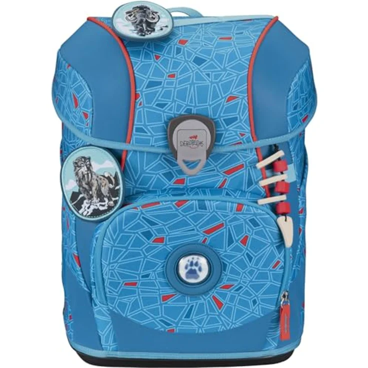 DerDieDas Schulranzen ErgoFlex Tiny Superflash, 6-teiliges Set mit großem Hauptfach, komfortablen Trägern, robustem Material, Blue Ice hellblau – Bild 2