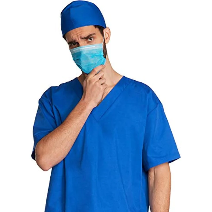 Maskworld Chirurg Kostüm - OP Arzt Kostüm für Fasching, vierteilig mit Hemd, Hose, Kappe und Mundschutz (XL, XXL) – Bild 3