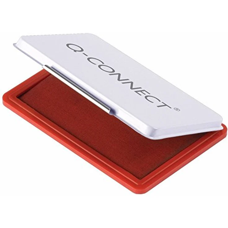 Q-Connect KF16316 Stempelkissen, rot, 9 x 5,5 cm im Metalletui, vorgetränkt – Bild 1