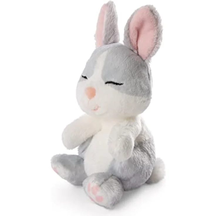 Kuscheltier Hase grau 12cm schlafend im Körbchen – Bild 4