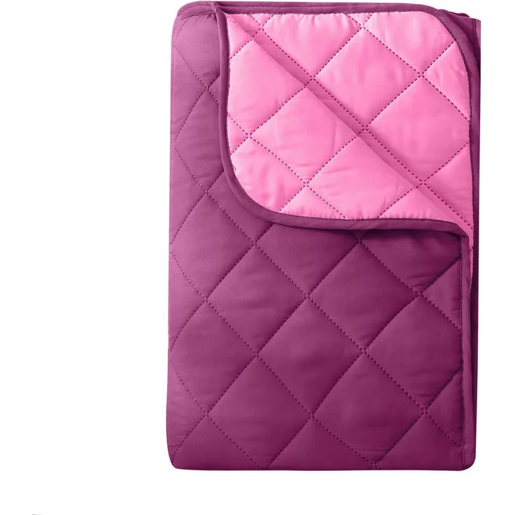 wometo Kinder-Sommerbett, Lila, Leicht-Steppdecke 135x200 cm, Oeko-Tex® zertifiziert, Wende-Design, waschbar bei 95°
