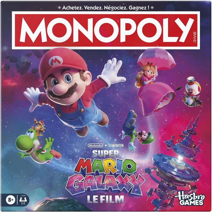 Hasbro Gaming Monopoly Der Super Mario Galaxy Film Edition, Brettspiel für 2-6 Spieler ab 8 Jahren, interaktives Spielerlebnis