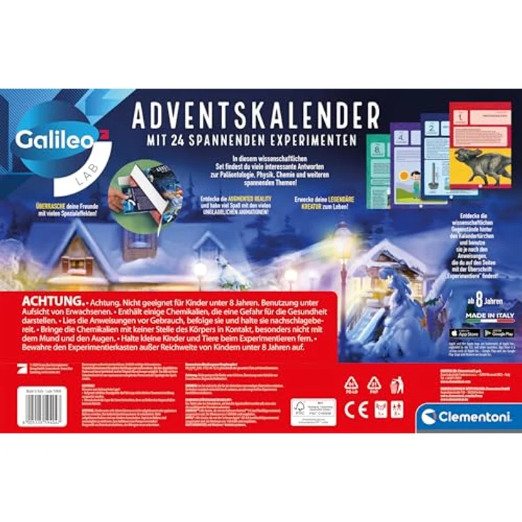 Clementoni Galileo Wissenschaft Adventskalender 2024 - Weihnachtskalender mit kleinen Experimenten für Kinder ab 8 Jahren, inklusive 24 Accessoires und spannenden Entdeckungen aus der Galileo-Welt - Preisvergleich – Bild 2