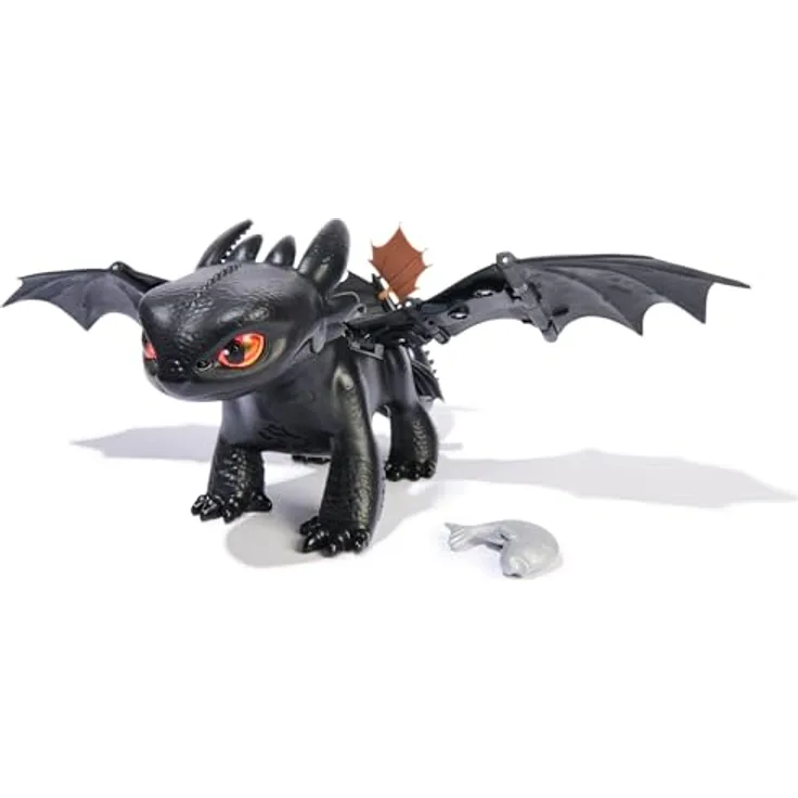 Dreamworks Dragons Ohnezahn, Interaktive Drachenfigur mit Licht- und Soundeffekten, Trainings- und Spielfunktionen, 30cm, für Kinder ab 4 Jahren