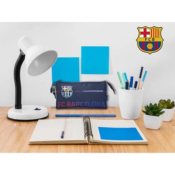 CYPBRANDS Unisex-Kinder-Etui, Dreifaches Federmäppchen mit 5 Fächern, Blaugrana, Größe M – Bild 3