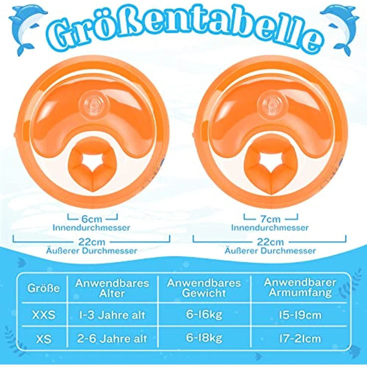 Daliyer Schwimmflügel, Schwimmflügel Kinder 1 2 3 Jahre, Schwimmhilfe ab 1-3 Jahr für Jungen Mädchen, Swimsafe Gerät, Gewicht 6-16kg, Armumfang 15-19cm, blau – Bild 2